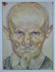 Cabeza de Hombre, Dibujo color de A. Schiavoni. Mide: 24 x 18 cm. coleccin EFRAIN PAESKY - EMA GARMENDIA.