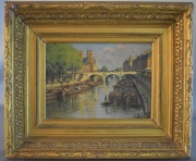 vista del Sena con Notre Dame, leo sobre tela de 17.5 x 22.5 cm. Firmado L. Bert ...