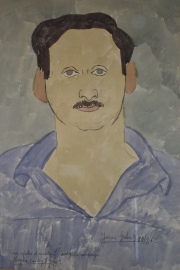 Juan Grela, Hombre con bigote. Acuarela. Mide: 51 x 36,5 cm. coleccin EFRAIN PAESKY - EMA GARMENDIA.