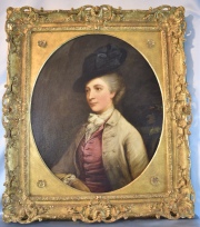 Lady David Garrick. THOMAS HICKEY, atribuido. Retrato oval al leo sobre tela, marco dorado. 76 x 63 cm.