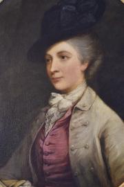 Lady David Garrick. THOMAS HICKEY, atribuido. Retrato oval al leo sobre tela, marco dorado. 76 x 63 cm.