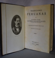 PALMA, Ricardo: TRADICIONES PERUANAS. Espasa Calpe, 1930. Encuadernacin en pleno cuero con tejuelos rojos. Desperfectos