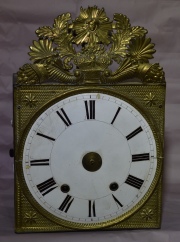 Reloj Francs de pared con pendulo y pesas. alto 41 cm. Faltantes, desperfectos.