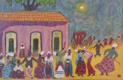Octavio Rojo, Candombe, pastel de 70 x 100 cm.